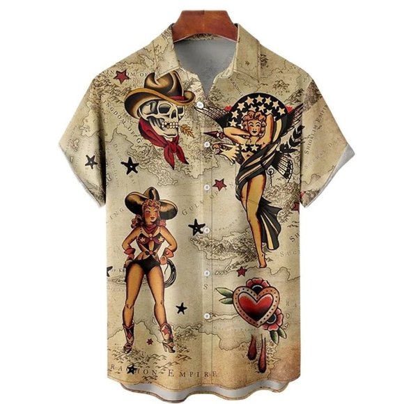 unknown Other - Old School Tattoo Inspired XXL Camp Shirt